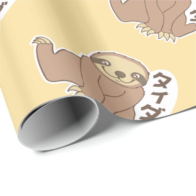 Kawaii Sloth Presentpapper (Rullad Hörn)