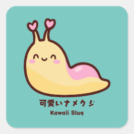 Kawaii Slug Japanska 可 愛 い ナ メ ク Personlig text ジ Fyrkantigt Klistermärke