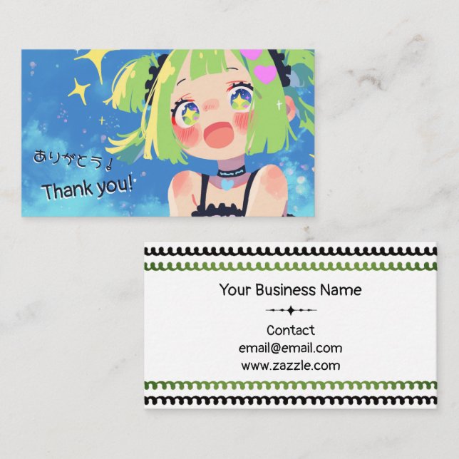 Kawaii Small Business Thank You Insert Visitkort (Fram/baksida)