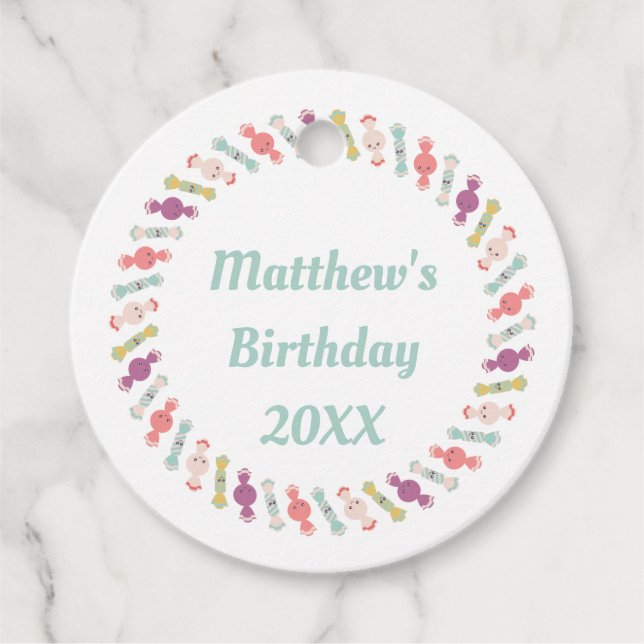 Kawaii Smiling Candy Gift Märkre for Personalizati Gåvor Etiketter (Framsida)