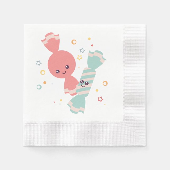 Kawaii Smiling Candy Papper Napkins Pappersservett (Framsidan)