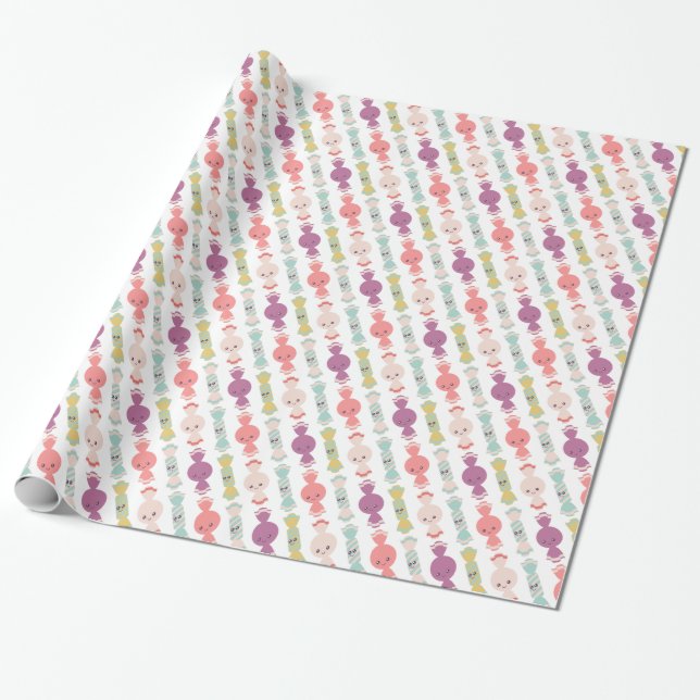 Kawaii Smiling Candy Wrapping Papper Presentpapper (Utrullad)