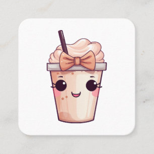Kawaii Smiling Frappe Fyrkantigt Visitkort