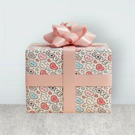 Kawaii Smiling Hearts Love Transparent Pattern Presentpapper