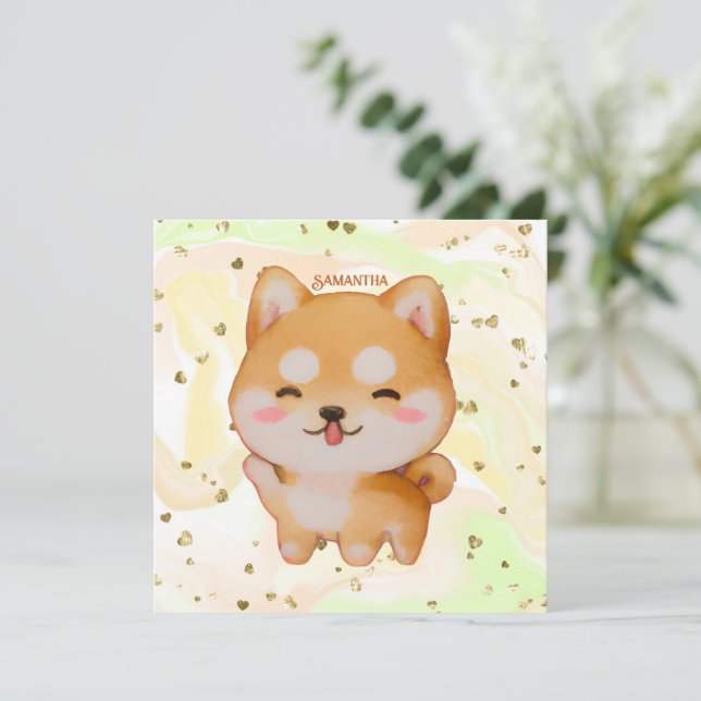 Kawaii Smiling Tecknad-Stil Shiba Inu (Stående Fram)