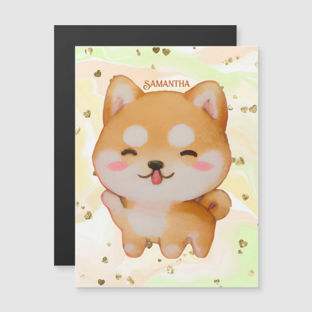 Kawaii Smiling Tecknad-Stil Shiba Inu (Fram/baksida)