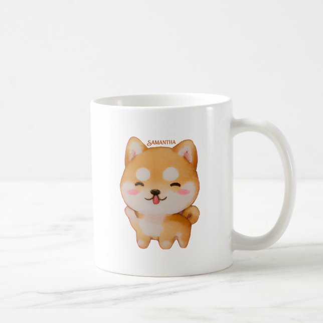 Kawaii Smiling Tecknad-Stil Shiba Inu Kaffemugg (Höger)