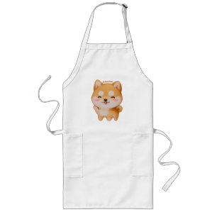 Kawaii Smiling Tecknad-Stil Shiba Inu Långt Förkläde