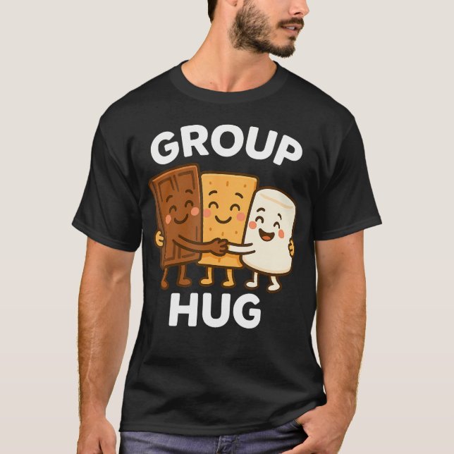 Kawaii S'Mores Campfire Group Hug Camping T Shirt (Framsida)