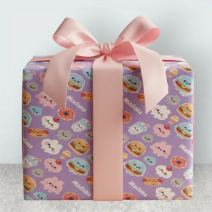 Kawaii snabbmat burgare donut mönster presentpapper