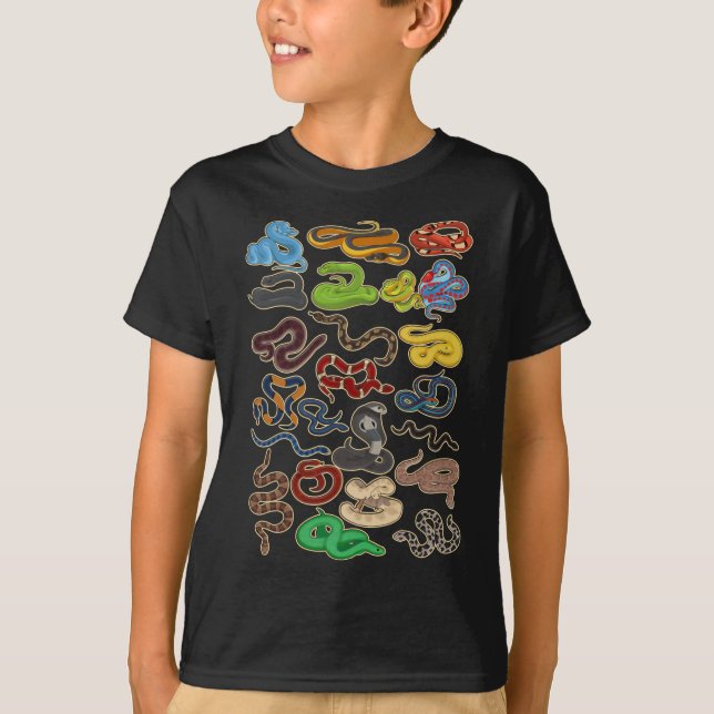 Kawaii Snake Collage Cute Reptile T Shirt (Framsida)