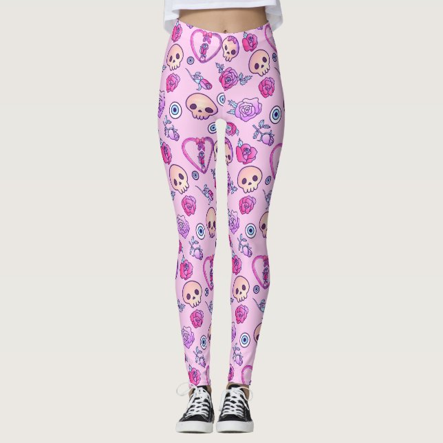 Kawaii Snakes och Ro Pastel Goth Leggings (Framsida)