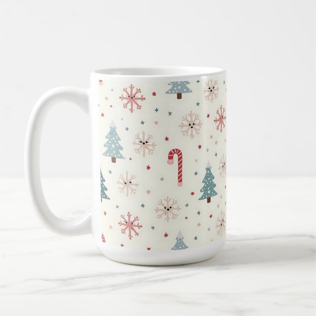 Kawaii Snöflingor mönster Kaffemugg (Vänster)
