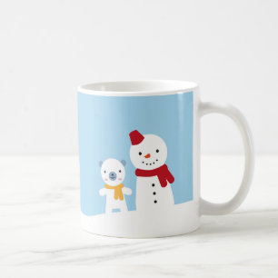 Kawaii snöig dag med kanin & björn jul kaffemugg