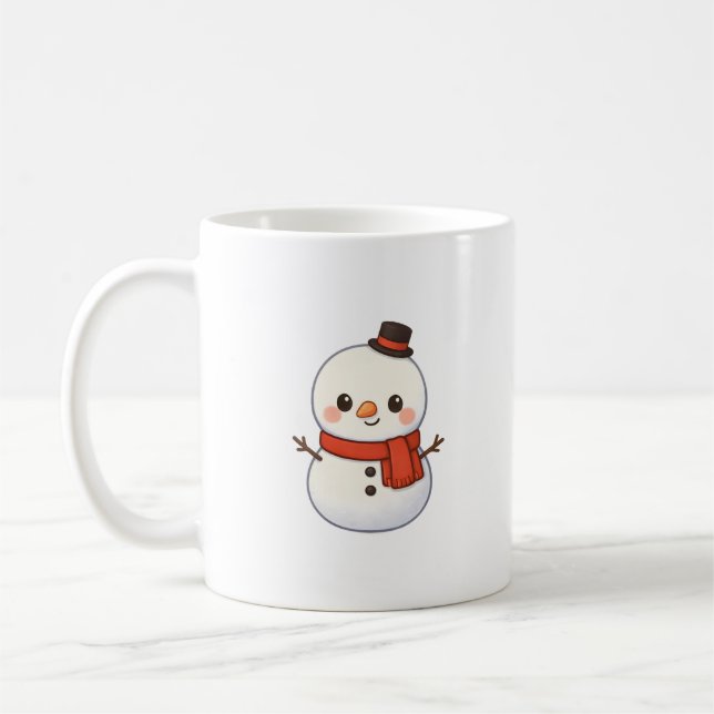 Kawaii Snowman Christmas Mug Kaffemugg (Vänster)