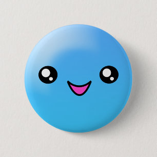 Kawaii socker pricker blåbäret som lyckligt knapp