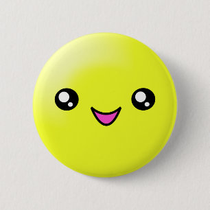 Kawaii socker pricker citronen som lyckligt knapp