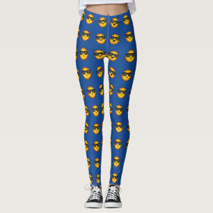 Kawaii Sol med Sunglasses Lycklig Emoji Ansikte Leggings