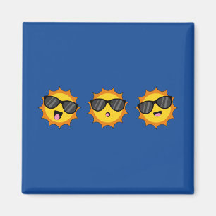 Kawaii Sol med Sunglasses Lycklig Emoji Ansikte Magnet