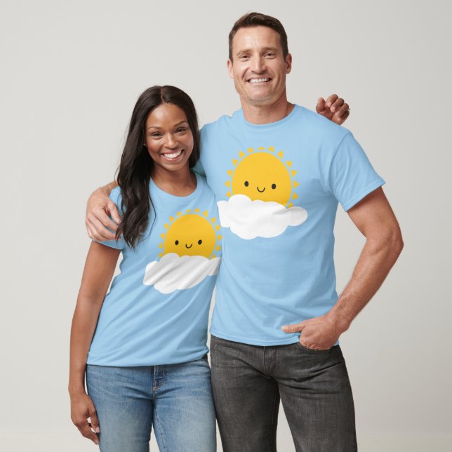 Kawaii Sol och Cloud T-shirt (Unisex)