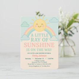 Kawaii Sol Ray från Sunshine Pastel Baby Shower Inbjudningar