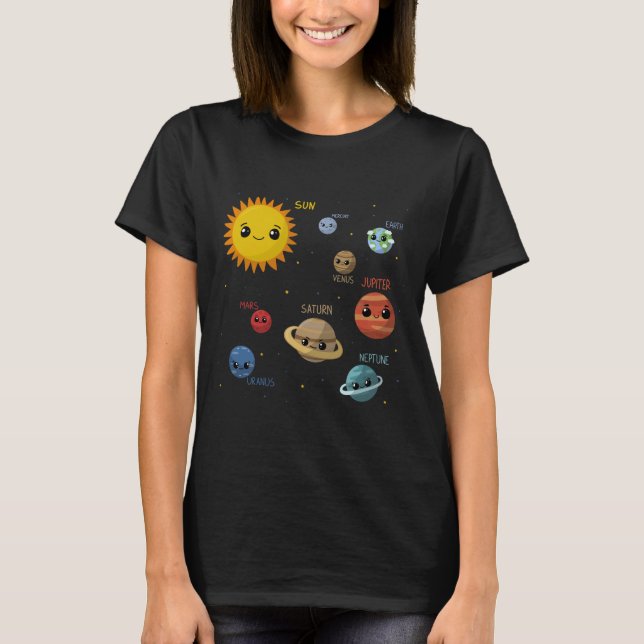 Kawaii Solar System T Shirt (Framsida)