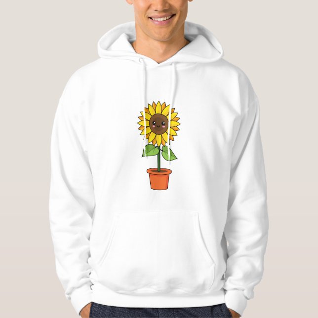 Kawaii Solrosfabrik i Pot Hoodie (Framsida)