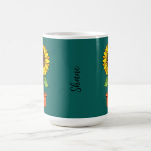 Kawaii Solrosfabrik i Pot Lägg till text Kaffemugg