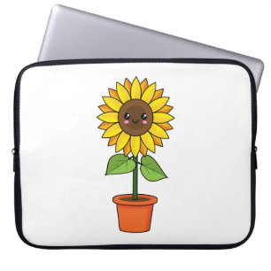 Kawaii Solrosfabrik i Pot Laptop Fodral