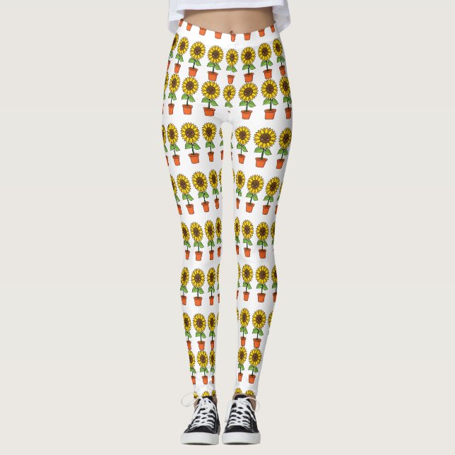 Kawaii Solrosfabrik i Pot Leggings (Framsida)