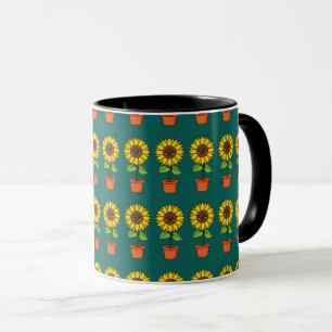 Kawaii Solrosfabrik i Pot Mugg