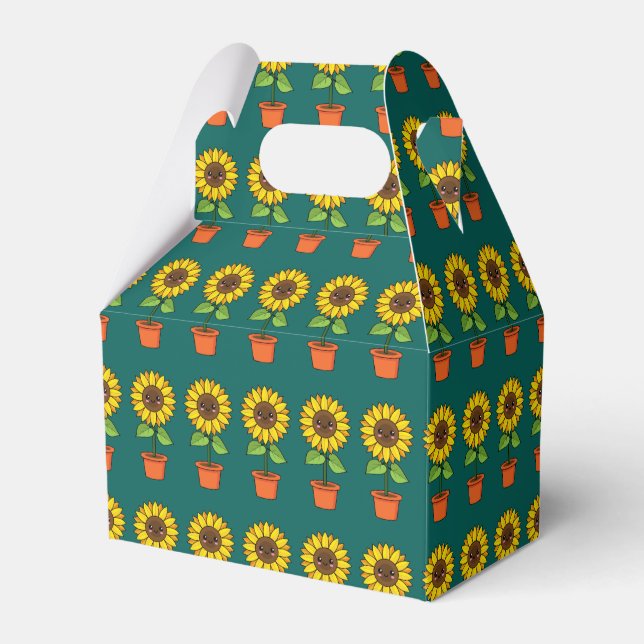 Kawaii Solrosfabrik i Pot Presentaskar (Framsidan Sidan)