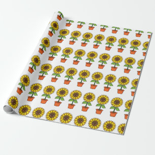 Kawaii Solrosfabrik i Pot Presentpapper