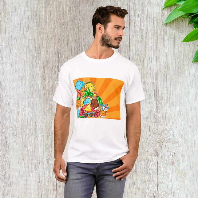 Kawaii sommar doodles solstrand och tropisk t shirt (Skapare uppladdad)