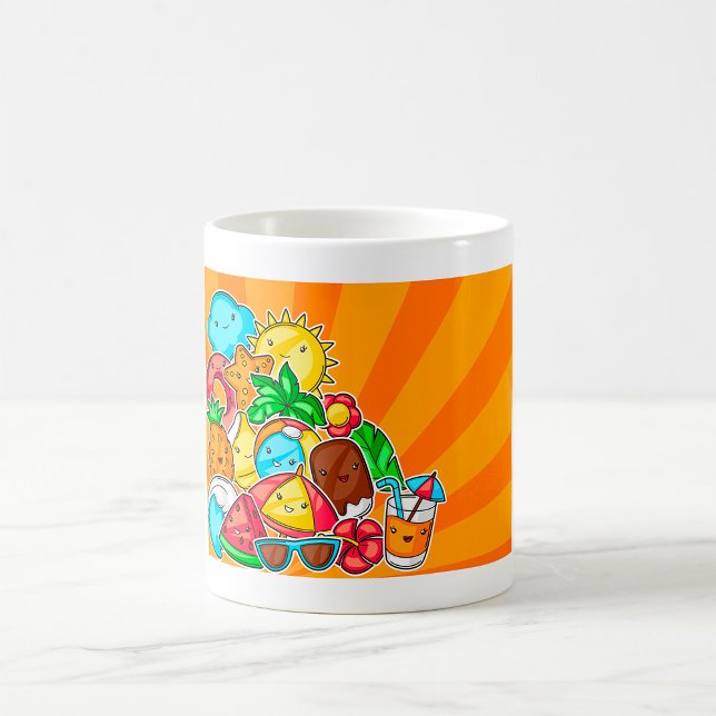 Kawaii Sommar Klotter Solstrand och Tropisk Kaffemugg (Skapare uppladdad)
