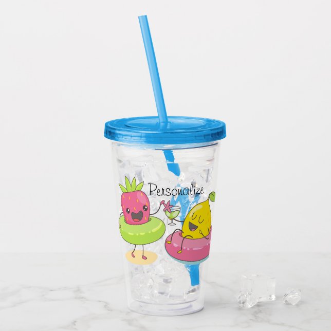 Kawaii sommarfrukt take away mugg (Framsida Ice)