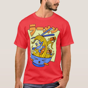 Kawaii Söt Anime Panda Otaku Japansk Ramen Nudel T Shirt
