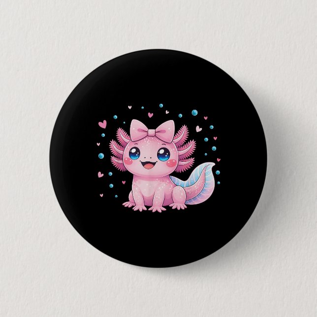 Kawaii Söt Axolotl Coquette Båge Kvinnor Flickor B Knapp (Framsida)