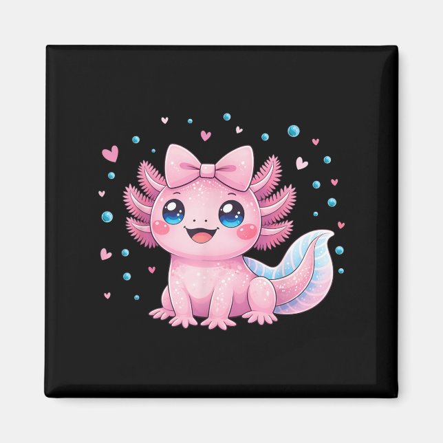 Kawaii Söt Axolotl Coquette Båge Kvinnor Flickor B Magnet (Framsidan)