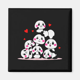 Kawaii Söt Baby Panda Hög Med Röda Hjärtan Alla Hj Magnet