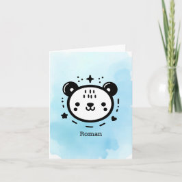 Kawaii söt björn ansikte - Kawaii minimalistisk li Tack Kort