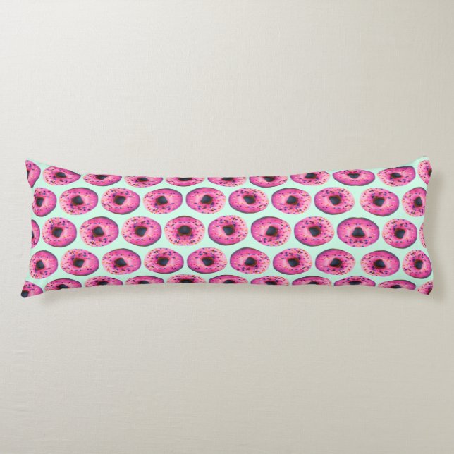 Kawaii söt chic, mönster mynta och rosa donut kroppskudde (Framsidan)