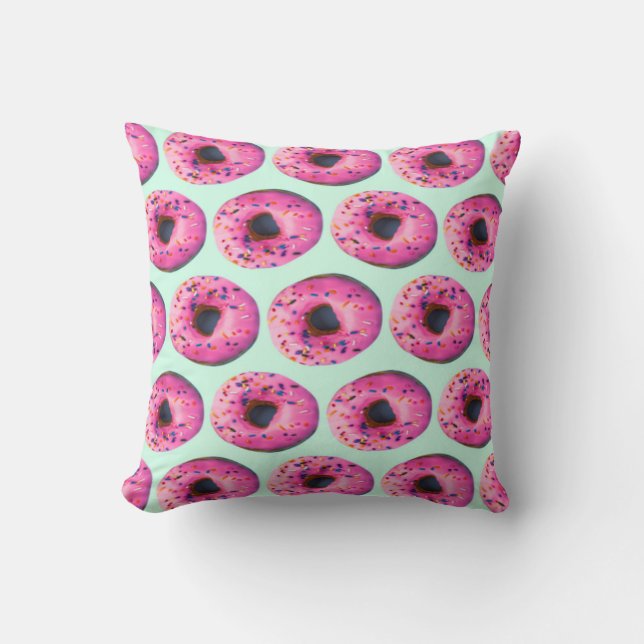 Kawaii söt chic, mönster mynta och rosa donut kudde (Framsida)
