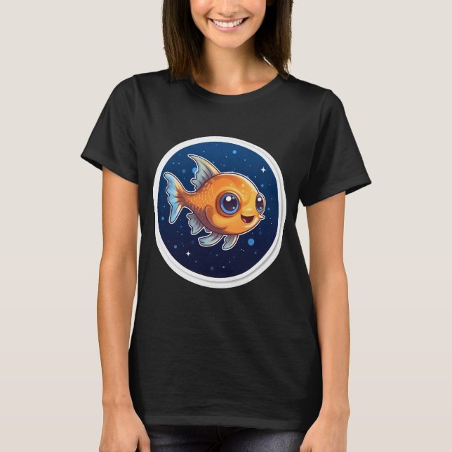 Kawaii Söt Fisk God Natt T Shirt (Framsida)