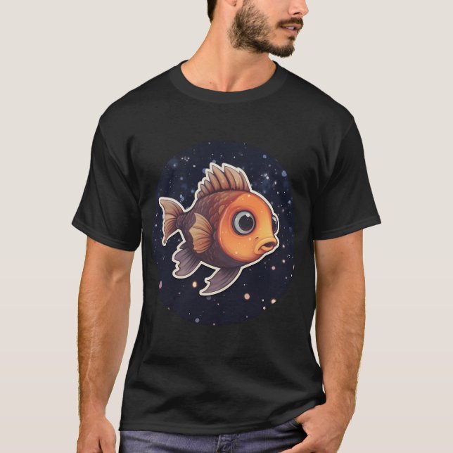 Kawaii Söt Fisk God Natt T Shirt (Framsida)