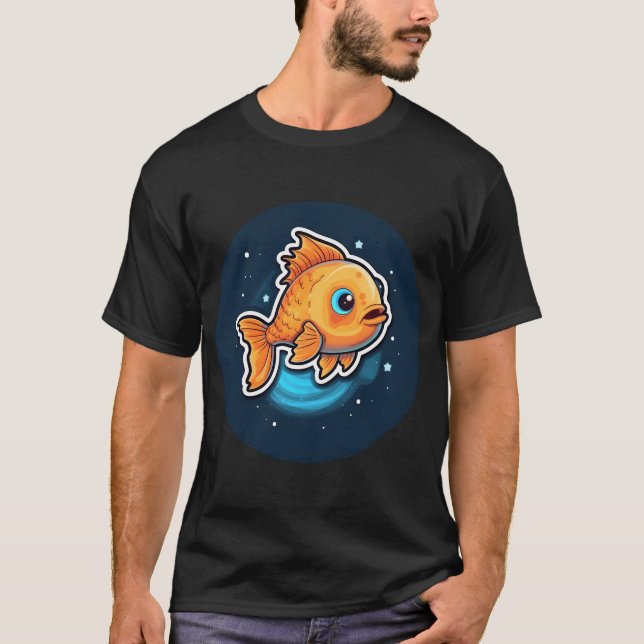 Kawaii Söt Fisk God Natt T Shirt (Framsida)