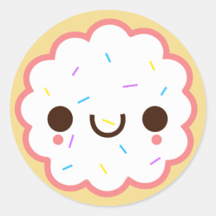 Kawaii, söt, fryst sockerkaka Sticker Runt Klistermärke