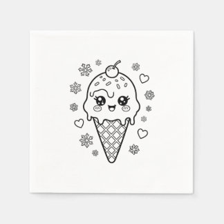 Kawaii söt isglasskon färgläggning pappersservett