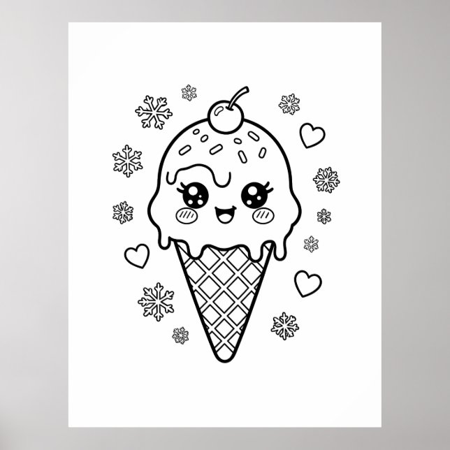 Kawaii söt isglasskon färgläggning poster (Framsidan)