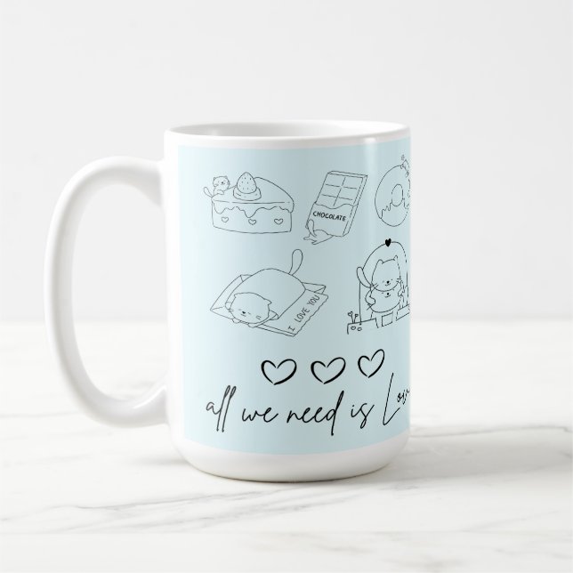 kawaii söt Kärlek Kaffemugg (Vänster)